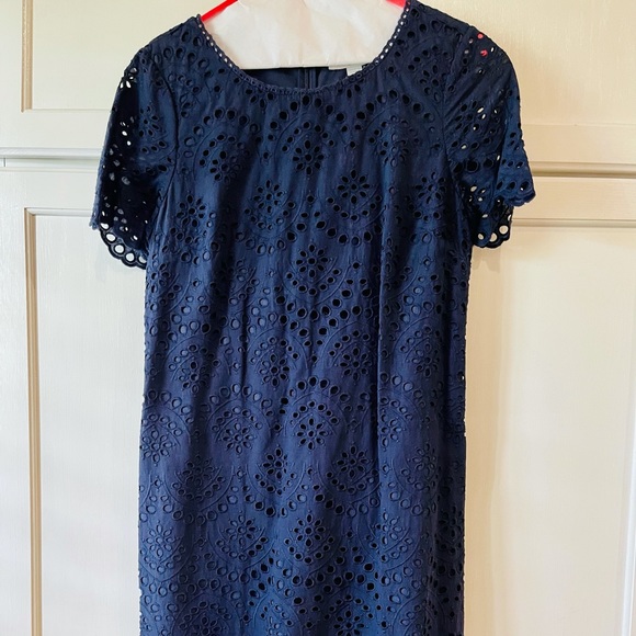 Boden Navy Blue Eyelet Cotton Dress.Size 8. - Picture 1 of 4